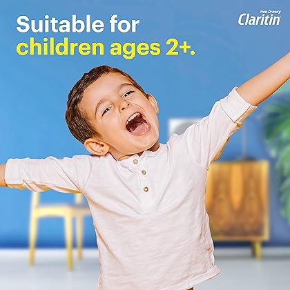 Claritin Children's Chewables 24 Hour Allergy Relief, Non Drowsy Kids Allergy Medicine, Grape Antihistamine Chewable Tablets, For Children 2 Years and Older, 40 Count