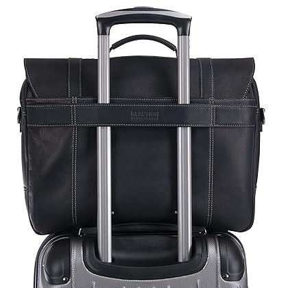 Kenneth Cole Reaction Show Business Messenger Briefcase Colombian Leather 16” Laptop Computer Portfolio Satchel Work Bag, Includes Card Holders, Black, One Size