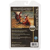 Dimensions Gold Collection Counted Cross Stitch Kit, Good Morning Horses, Ivory Aida, 7'' x 5'', By the yard, 18 Count
