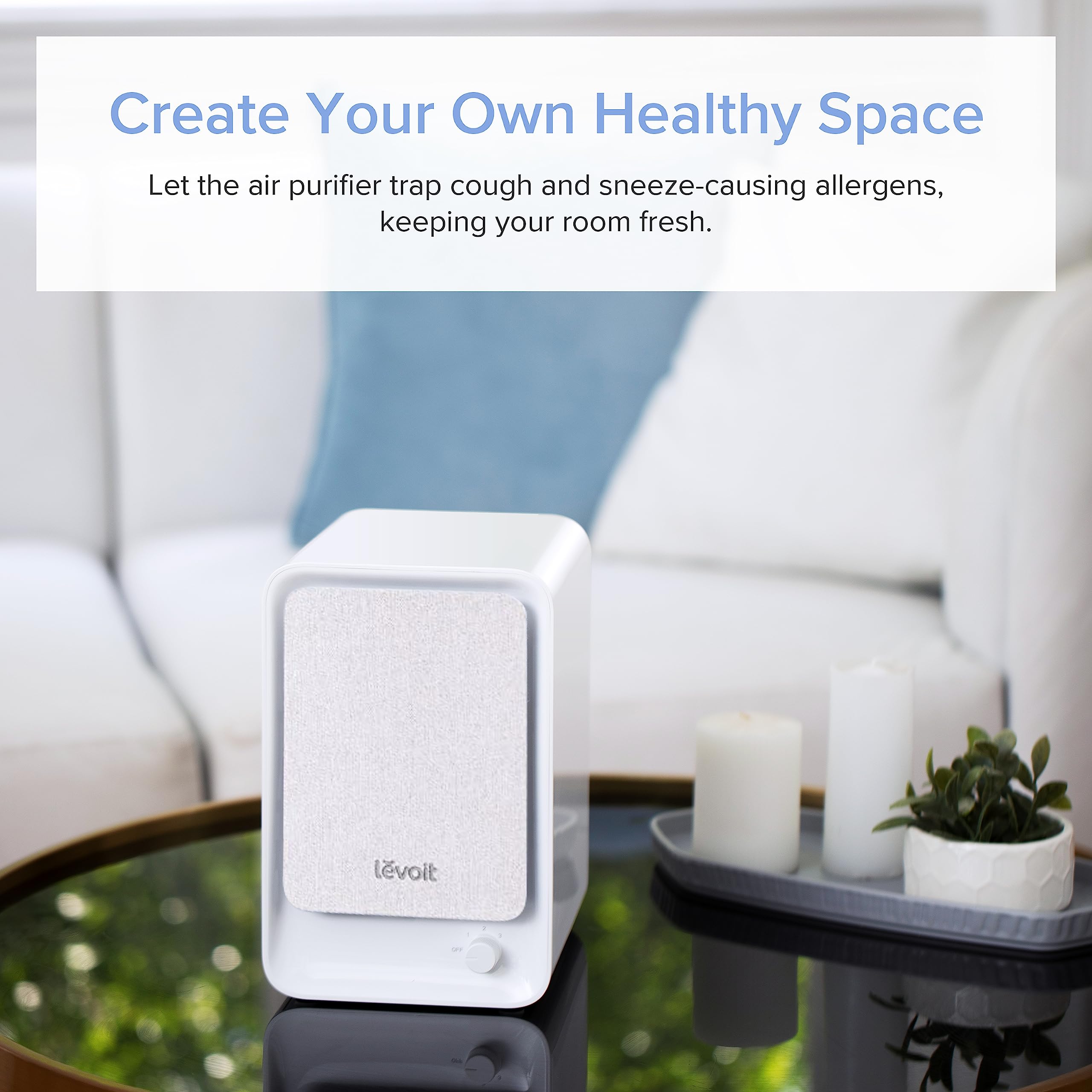LEVOIT Air Purifiers for Bedroom Home, HEPA Freshener Filter Small Room for Smoke, Allergies, Pet Dander, Pollen, Odor, Dust Remover, Ozone Free, Quiet, Desktop, Office, Table Top, LV-H126, Beige