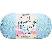 Lion Brand Yarn Pound of Love, Value Yarn, Large Yarn for Knitting and Crocheting, Craft Yarn, Pastel Blue