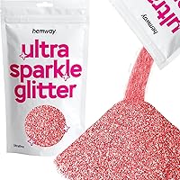 Hemway Premium Ultra Sparkle Glitter Multi Purpose Metallic Flake for Arts Crafts Nails Cosmetics Resin Festival Face Hair - Rose Gold - Ultrafine (1/128