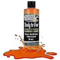 Pouring Masters Blaze Red/Gold Iridescent Special Effects Pouring Paint - 8 Ounce Bottle - Acrylic Ready to Pour Pre-Mixed Water Based for Canvas, Wood, Paper, Crafts, Tile, Rocks and More