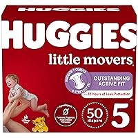 Huggies Size 5 Diapers, Little Movers Baby Diapers, Size 5 (27+ lbs), 50 Count