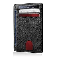 Slim Minimalist Front Pocket RFID Blocking Leather Wallets for Men and Women | Business Card Holder with 8 Credit Card Holder Slots | Thin Wallets for Boy Girl | Travel Friendly | Gifts For Him Her