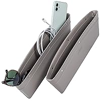 Lusso Gear Car Seat Gap Organizer 2 Pack, Vegan Leather Filler with Universal Fit, Adjustablefor Glasses, Keys, and More (Gray)