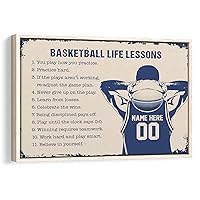 Custom Basketball Life Lession Gifts For Basketball Players Lover Personalized Name Number Poster & Framed Canvas, Wall Art Home Office Decoration Living Room Bedroom Aesthetic Decor