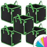 VIVOSUN 5 Pack 3 Gallon Square Grow Bags, Thick Nonwoven Cubic Fabric Pots with Handles for Indoor and Outdoor Gardening