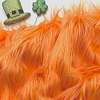 | Faux Fur Fabric Ultra Soft Deluxe Plush Shaggy Squares | Craft, Sewing, Props, Costumes, Decoration (Bright Orange, 20x30 inches)