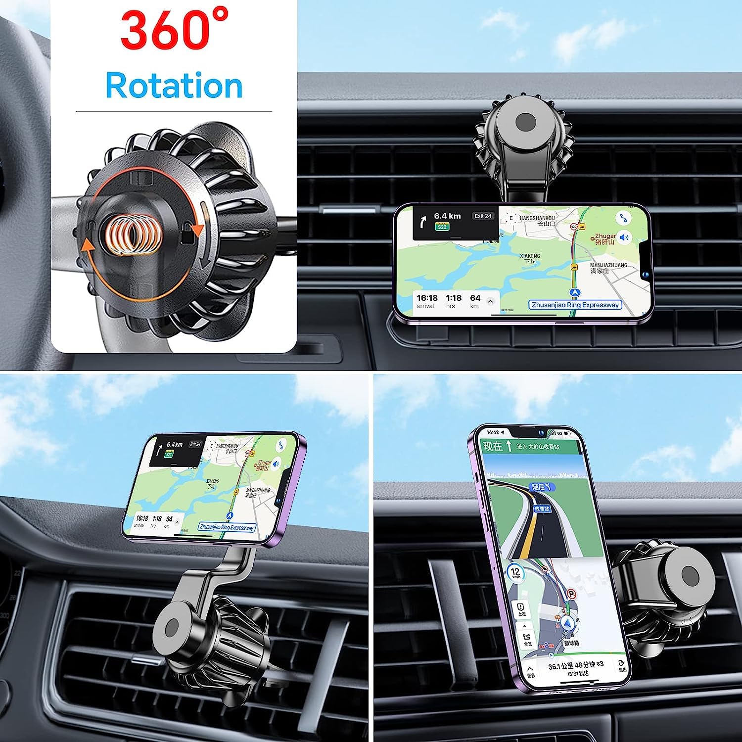 【2-PACK】Fits iPhone MagSafe Car Mount vent【Strong Magnet 】Magnetic Phone Holder for Car Vent【 360° Rotation】 iPhone Car Holder Mount Fit for iPhone 14 13 12 Pro Max Plus MagSafe Case &Cell Phones
