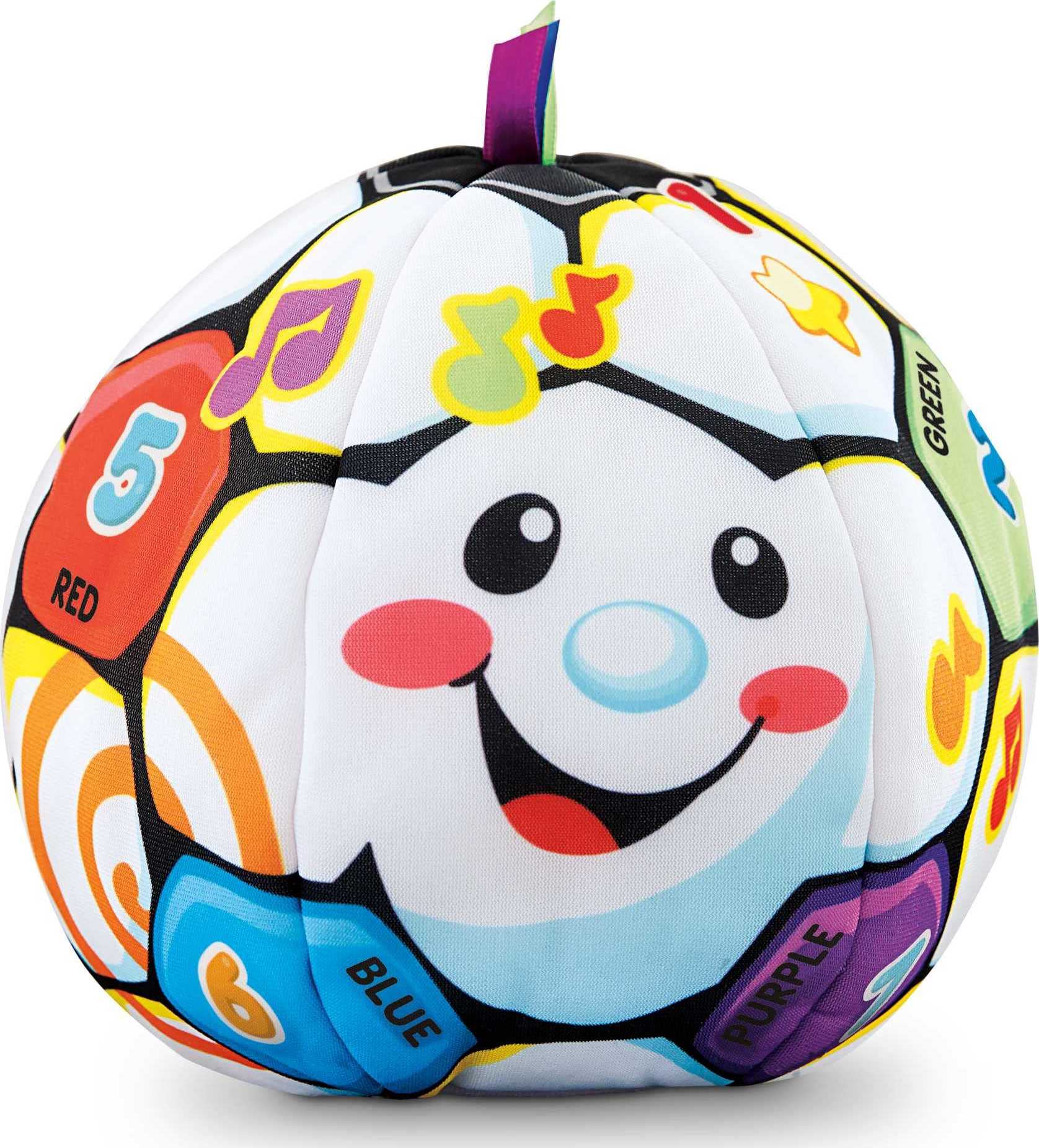 Fisher-Price Laugh & Learn Baby Musical Learning Toy, Singin’ Soccer Ball Plush With Songs Sounds & Phrases For Ages 6+ Months