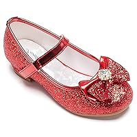 Furdeour Girls Dress Shoes Mary Jane Wedding Flower Bridesmaids Heels Glitter Princess Shoes for Kids Toddler