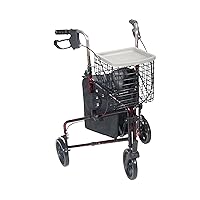 Drive Medical 10289RD Deluxe Foldable Rollator Walker, Black/Red