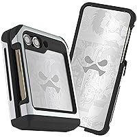 Ghostek ATOMIC slim Galaxy Z Flip 5 Case Clear Back with Silver Aluminum Metal Bumper Premium Rugged Heavy Duty Shockproof Protection Cover Designed for 2023 Samsung Galaxy Z Flip5 (6.7 Inch) (Silver)