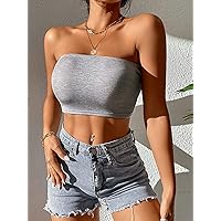 Women's Tops Solid Rib Knit Tube Top Sexy Tops for Women