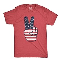 Crazy Dog T-Shirts Mens Peace Sign American Flag Tshirt 4th of July USA Patriotic Party Graphic Tee