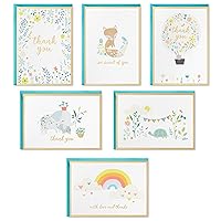 Hallmark Baby Shower Thank You Cards Assortment, Animals and Flowers (24 Cards with Envelopes for Baby Boy or Baby Girl)