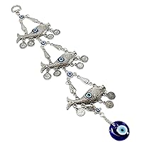 Turkish Blue Evil Eye (Nazar) 3 Lucky Carp Fish Amulet Wall Hanging Home Decor Protection Blessing Housewarming Birthday Gift