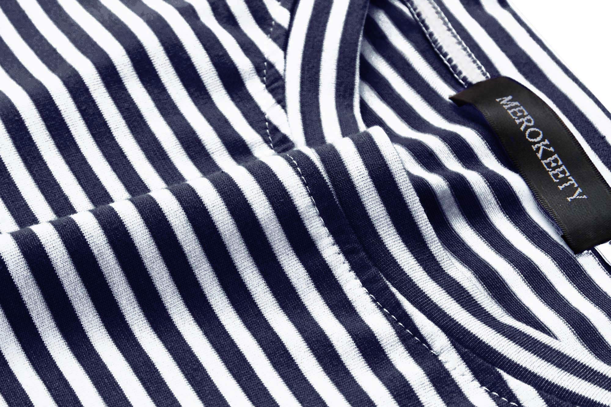 MEROKEETY Women's Summer Striped Short Sleeve T Shirt Dress Casual Tie Waist with Pockets