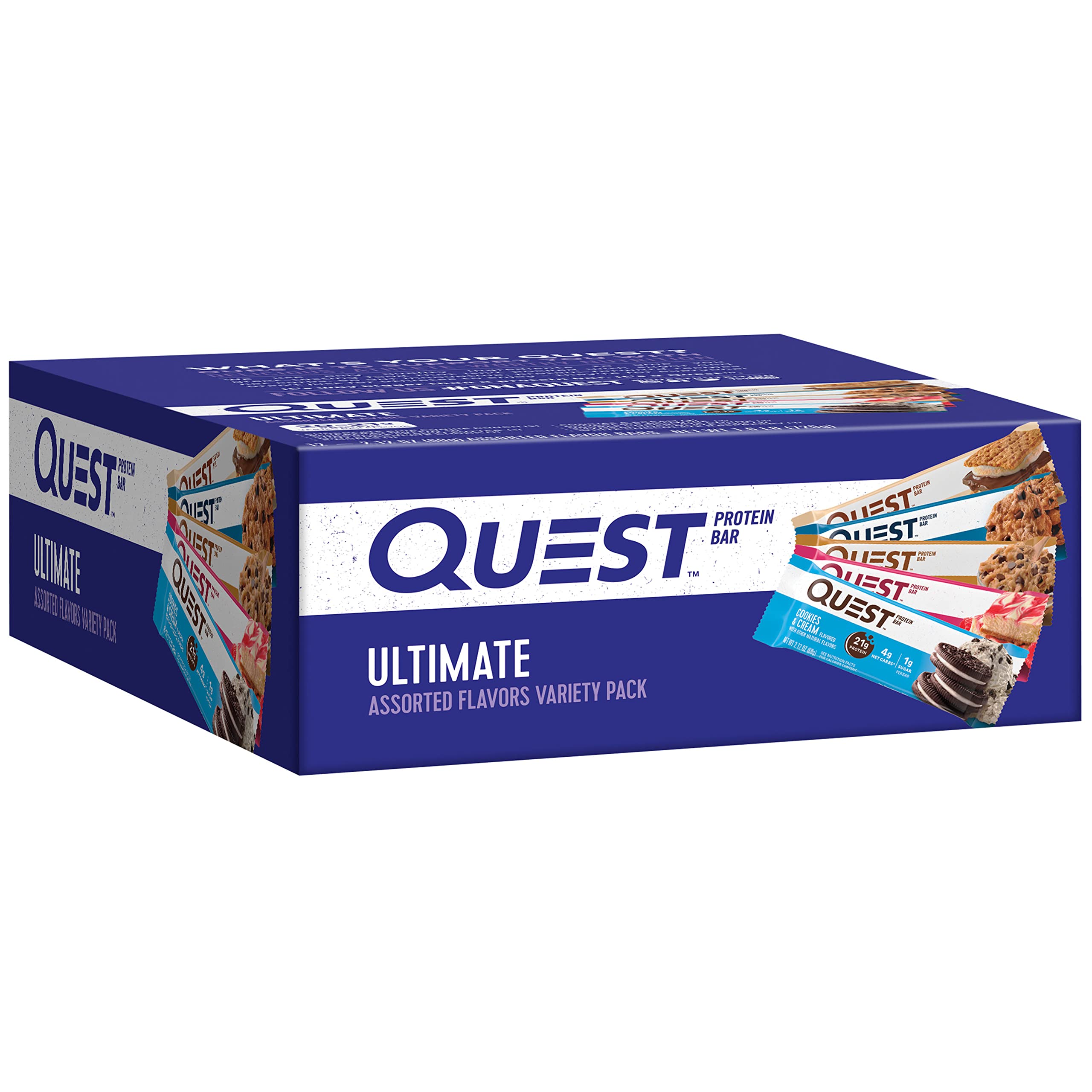 Quest Nutrition Ultimate Variety Pack Protein Bars, High Protein, Low Carb, Gluten Free, Keto Friendly, 12 Count