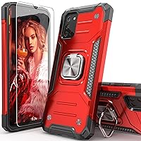 Galaxy A02S Case with Screen Protector,Galaxy A02S Case,Shock Absorption Heavy Duty Drop Test Slim Cover with Kickstand Lightweight Protective Phone Case for Samsung Galaxy A02S, Red