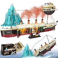 Titanic Building Blocks Set, 2288 Pieces Big Ship Block Model Set with Light Strip, Glacier, Ideal Gift for Adults and Kids