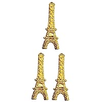 Kleenplus 3pcs. Mini Gold Eiffel Tower Paris France French Landmark Cartoon Embroidered Iron On Sew On Badge for Jeans Jackets Hats Backpacks Shirts Sticker Appliques & Decorative Patches