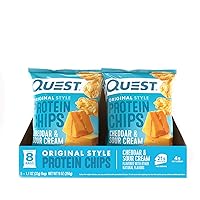 Quest Nutrition Cheddar & Sour Cream Protein Chips, Low Carb, Gluten Free, Potato Free, Baked, Pack of 8