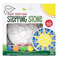 Creative Roots Mosaic Sun Stepping Stone Kit, Includes 7-Inch Ceramic Stepping Stone & 6 Vibrant Paints, DIY Garden Stone for Kids Ages 6+, Multicolor