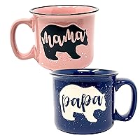 Mama Bear & Papa Bear Coffee Mug Gift Set - Cute, Large Coffee Cup Sets for Parents, Couples, Grandparents - Unique Fun Gifts for Him, Her, Birthday, Anniversary, Mother's Day, Father's Day, Christmas