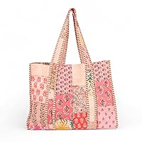 Sophia-Art Womens Handbags Quilted Tote Bags Vintage Patchworke Handbag Handblock Floral Printed Bag