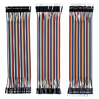 ELEGOO 120pcs Multicolored Dupont Wire 40pin Male to Female, 40pin Male to Male, 40pin Female to Female Breadboard Jumper Ribbon Cables Kit Compatible with Arduino Projects