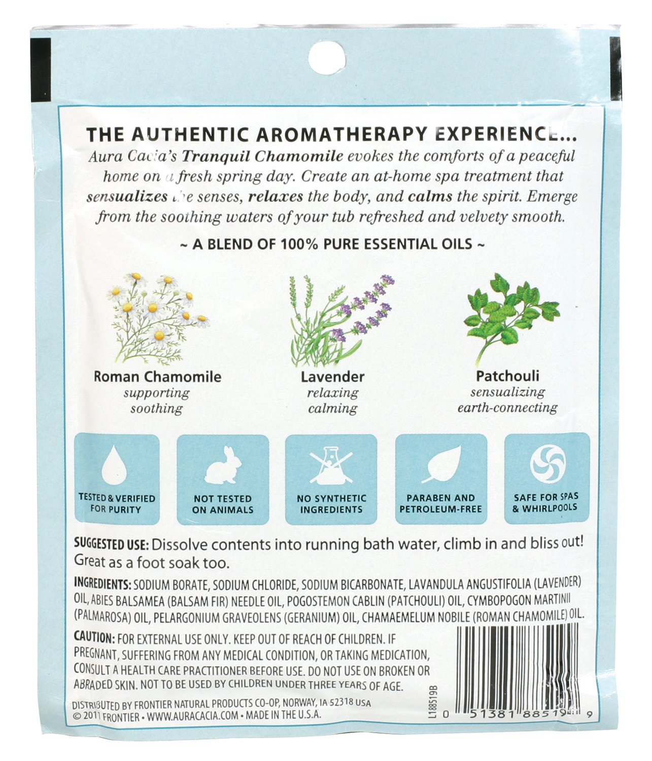 Aura Cacia Aromatherapy Mineral Bath, Tranquil Chamomile, 2.5 ounce packet (Pack of 3)