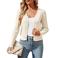 Womens Cropped Cardigan Knit Shrugs for Dresses Tops V Neck Button Down Cardigans Sweaters
