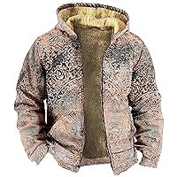 Mens Zipper Hoodie Tie Dye Print Heavyweight Sweatshirt Fleece Sherpa Lined Warm Jacket Big Tall Zip Up Jackets