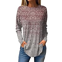 Plus Size Womens Shirts Long Sleeve Womens Shirts Long Sleeve Tee Shirts for Women Womens Shirt Cute Shirts for Women Womens Shirts Dressy Casual Top Funny Brown S