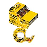 Scotch Permanent Double Sided Tape with Tape Dispenser, Office and School Supplies for Arts and Crafts, Alternative to Scrapbooking Tape, 0.5 in. x 250 in., 3 Tape Rolls With Tape Dispenser
