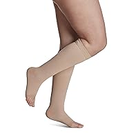 Sigvaris Natural Rubber Calf High Open Toe Compression Stockings, 40-50 mmHg – Men & Women, Durable Custom Like Fit, Standard Band, Therapeutic Relief