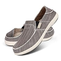 Slip On Shoes for Men, Plantar Fasciitis Canvas Loafer Shoes with Arch Support, Orthopedic Casual Non Slip Mule Shoes with Rubber Sole