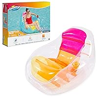 Dry Float Socializer Pool Float, Translucent Inflatable Recliner Chair for Adults with Fast Inflation, Cup Holder & Back Rest
