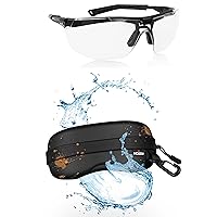 NoCry Safety Glasses with “Floating” Clear Lenses, Premium Anti Fog and Anti Scratch Coating & Water Resistant Safety Glasses Case with Clip - Semi Hard Sunglasses Case with Cleaning Cloth