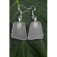 Frosted Sea Glass Sterling Silver French Hook Earrings