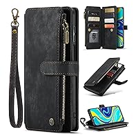 Cellphone Flip Case Compatible with Redmi Note9 Pro max／Note 9 pro／Note 9s Wallet Case, Retro Leather Protective Phone Wallet Case with Card Slot+Kickstand + Wrist Strap,Women Men Phone Purse Protecti