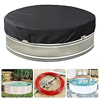 7-8 Ft Steel Round Stock Tank Pool Cover,Upgraded with Wire Rope & Winch Fixed Increase Stability(Black)