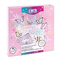 Three Cheers for Girls Butterfly Sketchbook & Drawing Kit - Art Set for Kids & Teens w/Crayons, Colored Pencils, Pen & Storage Box - Childrens Art Supplies - Art Supplies Kit for Kids 6-8-10-12