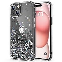 ULAK Designed for iPhone 15 Case Clear Glitter, Bling Sparkly Soft TPU Bumper Hard Cover for Women Girls Transparent Protective Phone Case Compatible with iPhone 15 6.1'' 2023, Silver Star