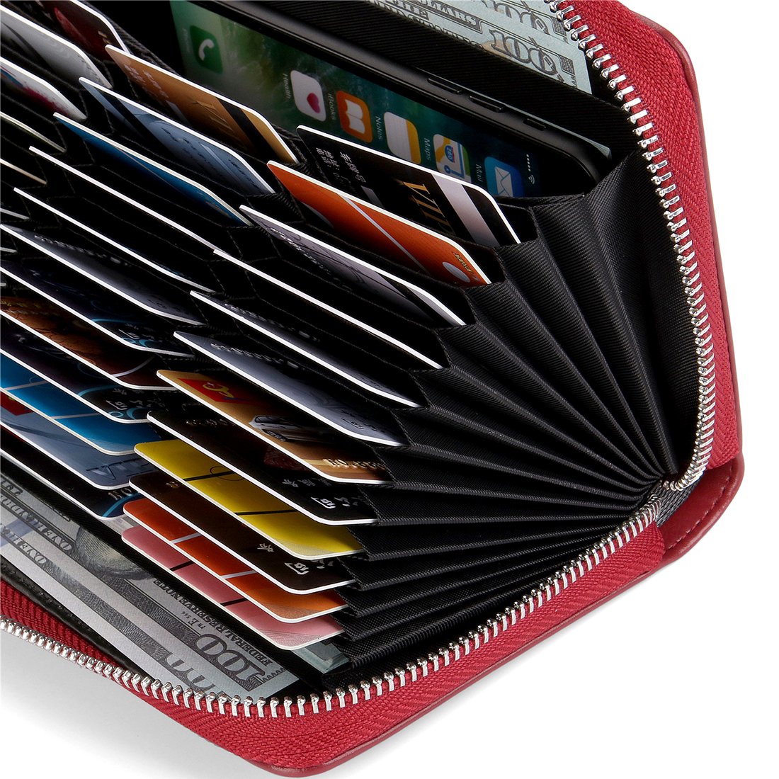Buvelife Credit Card Wallet Leather RFID Wallet for Women, Huge Storage Capacity