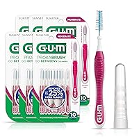 GUM Proxabrush Go-Betweens - Moderate - Interdental Brushes - Soft Bristled Dental Picks for Plaque Removal & Gum Health - Safe for Braces & Dental Devices, 10ct (6pk)