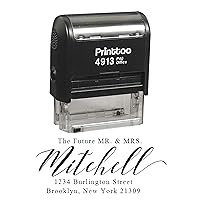 Printtoo Personalized Black Self Inking Address Favor Stamp Custom Future Mr Mrs Rubber Stamper-58 x 22 mm