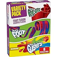 Fruit Roll-Ups, Fruit by the Foot, Gushers Snacks Variety Pack, 8 ct
